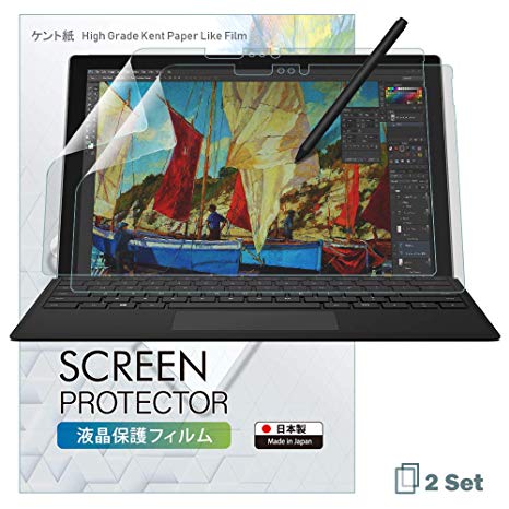 BELLEMOND 2 SET Made in Japan High Grade Kent Paper Screen Protector for Surface Pro 6 2018 / Surface Pro 2017 12.3" - Reduces Pen Point Wear by up to 86% - Anti-reflection film