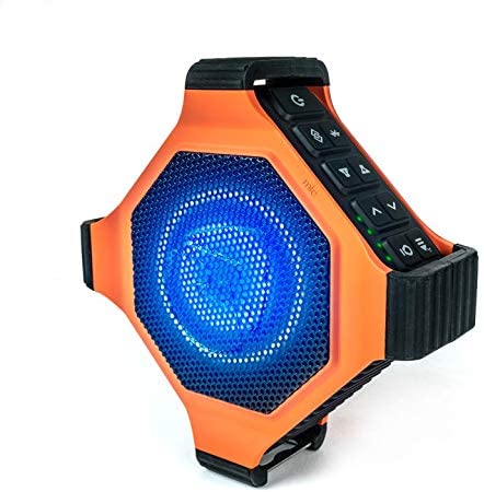 ECOXGEAR EcoEdge Plus GDI-EXEGPL400 Rugged Waterproof Floating Portable Bluetooth Wireless 20 Watt Smart Speaker with Bottle Opener and LED Party Lights (Orange)