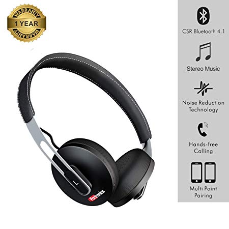 Portronics POR-894_Muffs L Wireless Bluetooth V4.1 Light Weight & Compact Design Headphone with Mic, Used to Enjoy The Music from Non-Bluetooth Devices Like TV, Some Laptops or PCs Using Aux Port