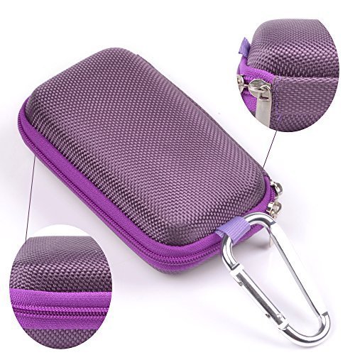 Case Star ® Rectangle-Shaped Hard EVA Case Bag and Silver Color Climbing Carabiner for Belkin Speaker and Headphone Splitter Earphone Headset MP3/MP4 Bluetooth Earbuds with Mesh Pocket, Zipper Enclosure, and Durable Exterior with Case Star Cost-free Velvet Cell Phone Bag (Rectangular Case - Light Purple)