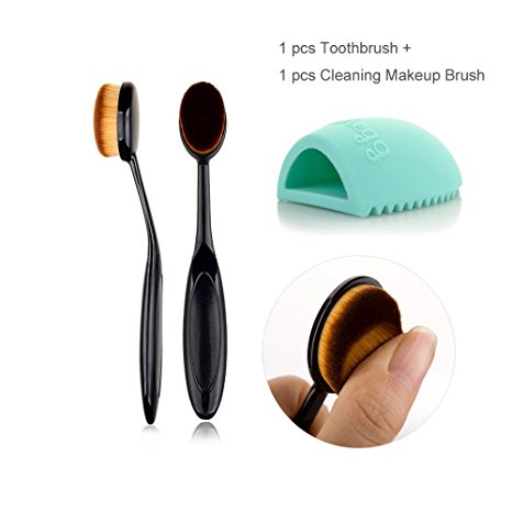 Travelmall Comapct Soft Curve Cosmetic Brush Makeup Face Powder Blusher Toothbrush Oval Foundation Cream Brushes Tool   1 pcs cleaning makeup brush egg
