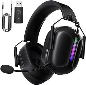 2.4GHz Wireless Gaming Headphones for PS5, PS4, PC, Nintendo Switch, Mac, Bluetooth 5.3 Gaming Headset with Microphone Noise Canceling, ONLY 3.5MM Wired for Xbox Series, 40H Battery (Black)