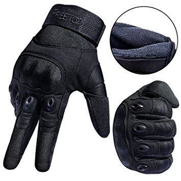 FREETOO Tactical Gloves Military Rubber Hard Knuckle Outdoor Gloves for Men Fit for Cycling Motorcycle Hiking Camping Powersports Airsoft Paintball