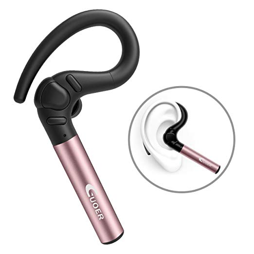 Guoer Bluetooth 4.1 Headset Noise Cancellation Earphone for iPhone Android Smartphones and Bluetooth-Enabled Devices(Rose Gold)