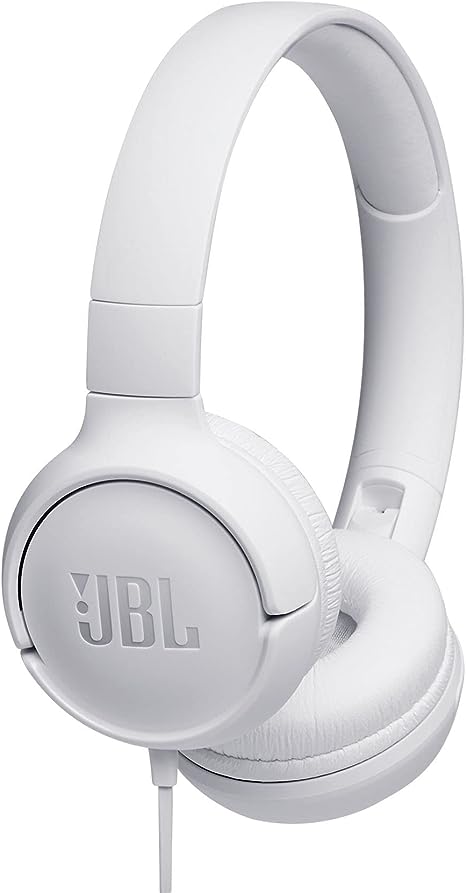 JBL Tune 500 Wired On-Ear Headphones with One-Button Remote/Mic - White