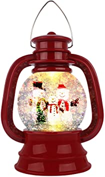 Suweor Upo Christmas Lighted Water Lantern, Swirling Glittering Snow Globe Lantern Swirling Dome, Battery Powered Festival Ornament and Gifts for Adults and Children