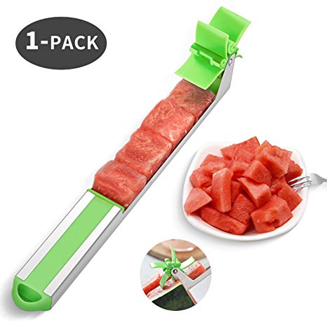 Myfolrena Watermelon Windmill Cutter Portable Melon Slicer Fruit Cutter Stainless Steel,Perfect Kitchen Tool for Cutting Fruit Cubes(1-Pack)