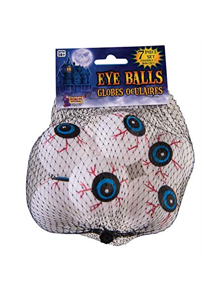 Forum Novelties Lightweight Ping Pong Ball Type Fake Eye Ball Set (7) Individual Pieces in a Bag