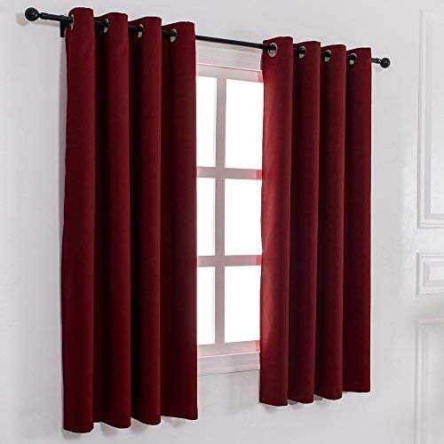 Mangata Casa Blackout Window Curtains Thermal Insulated Grommet Bedroom Drapes 2 Tie Backs, 2 Panels 250gsm(Wine,52x63in)