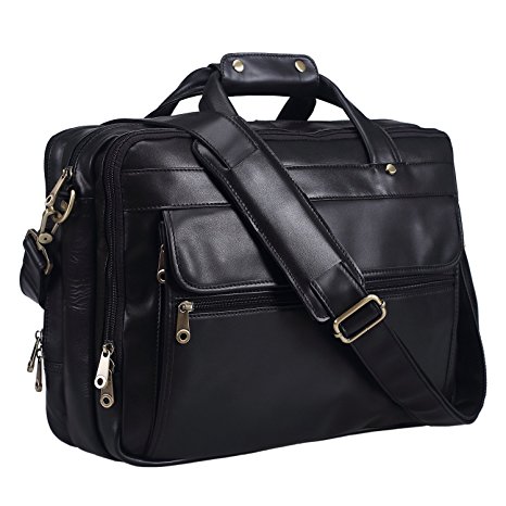 Polare Genuine Leather Men's Black Briefcase / Laptop Bag / Messenger