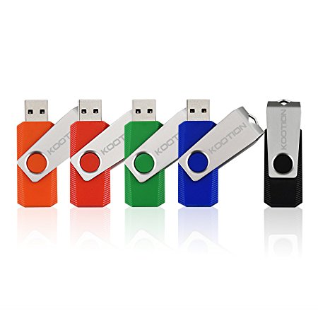 KOOTION 5PCS 8GB USB Flash Drive Thumb Drives Memory Stick (5 Mixed Colors: Black Red Orange Blue Green)