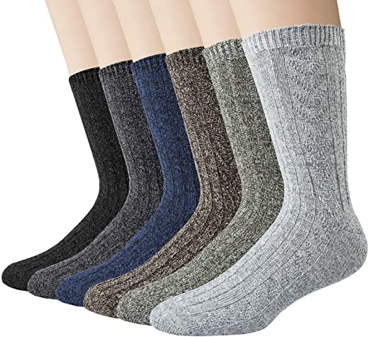 6 Pairs Mens Socks Thermal Knitting Wool Socks for Winter