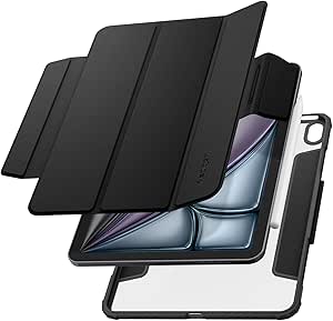 Spigen Air Skin Pro Designed for iPad Air 11 Inch Case M2 (2024), 10.9 Inch 5th/4th Generation Case (2022/2020) Detachable Magnetic Cover and Pencil Holder - Black