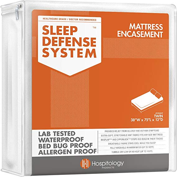 Sleep Defense System - Waterproof  Bed Bug Proof Mattress Encasement - 38-Inch by 75-Inch Twin