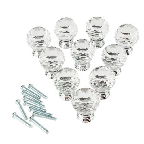 Dxhycc 10pcs 30mm transparent Diamond Shape Crystal Glass Cabinet Knob Cupboard Drawer Pull Handle/great for Cupboard, Kitchen and Bathroom Cabinets, Shutters