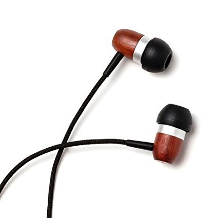 Symphonized GLXY Premium Genuine Wood In-ear Noise-isolating Headphones with Microphone and Nylon Cable (Cherry)