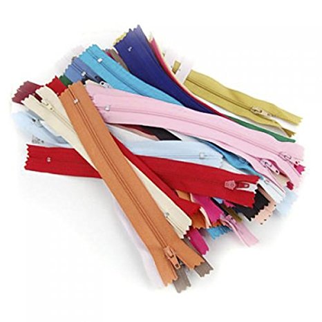 DSYJ 50pcs 7 Inches Nylon Zippers for Sewing---Random Color