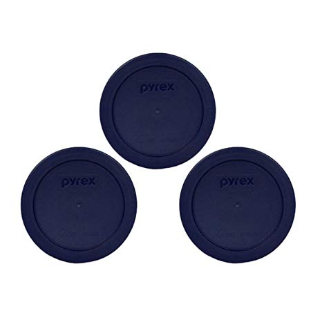 Pyrex Blue 2 Cup Round Storage Cover #7200-PC for Glass Bowls 3-Pack