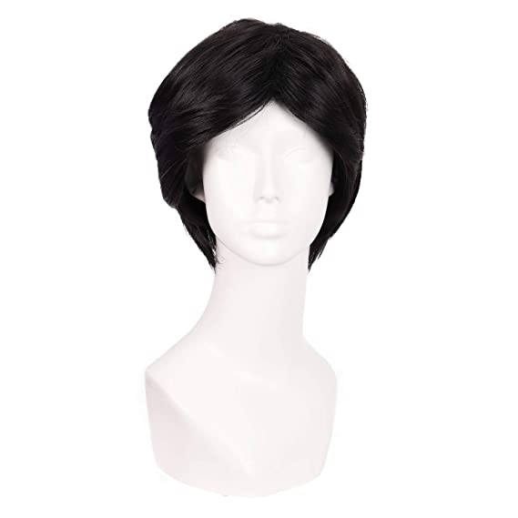 MapofBeauty 10 Inch/25cm Fashion Men Short Curly Hair Cosplay Wig (Black)