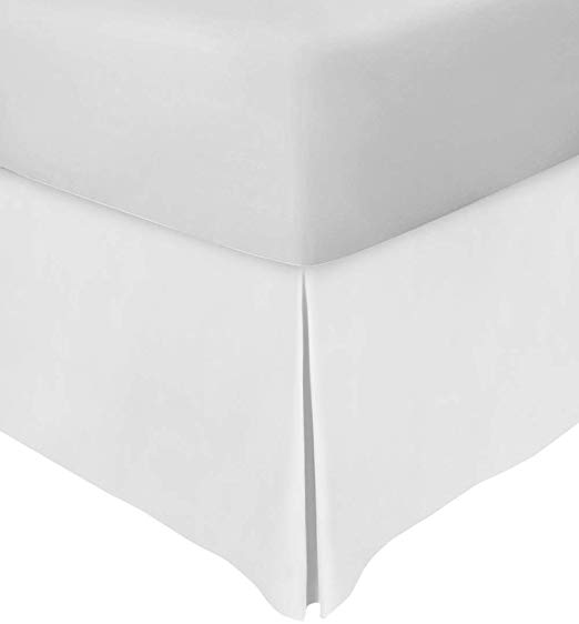 Bed Skirt Queen Size 18 inch Drop Split Corner Premium 600 Thread Count 100% Soft Egyptian Cotton Tailored Fit Queen Size Bed Skirt Luxurious & Wrinkle Free (White, Queen 60x80 Size 18 Inch Drop)