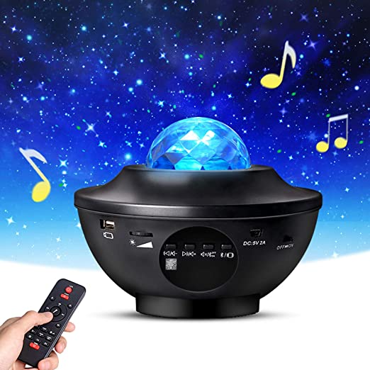 Star Projector, Galaxy Projector with Remote Control, Eicaus 3 in 1 Night Light Projector with LED Nebula Cloud/Moving Ocean Wave for Kid Baby, Built-in Music Speaker, Voice Control (Black)