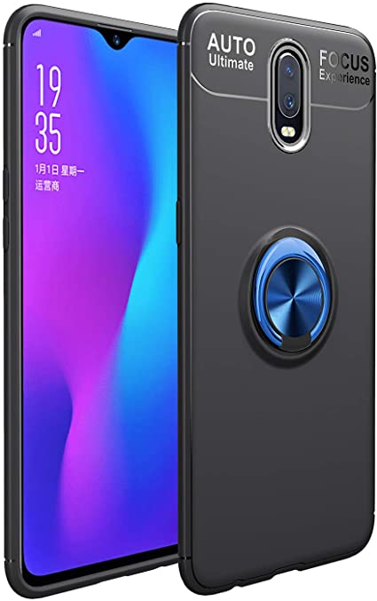 iCoverCase for OnePlus 6T Case,[Invisible Matal Ring Bracket][Magnetic Support] Shockproof Anti-Scratch Ultra-Slim Protective Cover Case with Kickstand for OnePlus 6T (Blue Black)