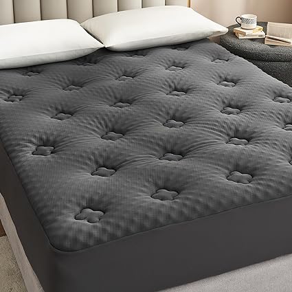 Hansleep Memory Foam Mattress Topper King, Cooling King Mattress Topper with Deep Pocket, Breathable Gel Pillow Top Mattress Pad Cover, 78x80 Inches, Charcoal