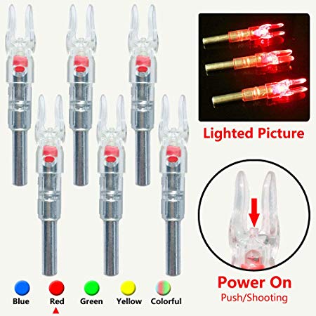 XHYCKJ 6PCS S Led Lighted Nocks for Arrows with .244"/6.2mm Inside Diameter,Screwdriver Included