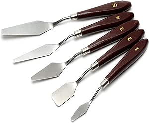 Palette Knife Set Painting Stainless Steel Spatula Oil Paint with Wood Handle (1 Set Red Handle)