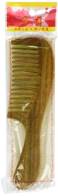 EQLEF® Wide-tooth Green sandalwood no static handmade comb