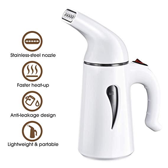 Clothes Steamer TOPELEK Handheld Garment Steamer 130ML Portable Fabric Travel Steamer for Clothes Steaming, Cleaning, Sterilization and Soften,10 Minutes Portable Steamer for Home Office and Travel