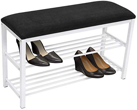 Sorbus Shoe Rack Bench – Shoes Racks Organizer – Perfect Bench Seat Storage for Hallway Entryway, Mudroom, Closet, Bedroom, etc (Black/White)