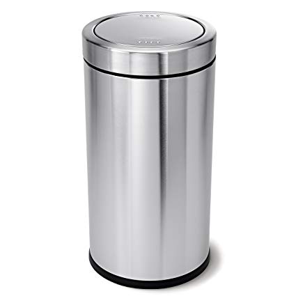simplehuman Swing Top Trash Can, Commercial Grade, Stainless Steel, 55 L / 14.5 Gal