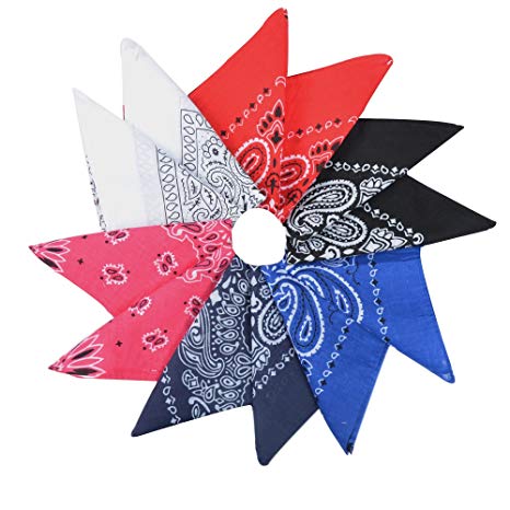 Alotpower Square Cotton Bandanas Multipurpose Handkerchiefs for Events