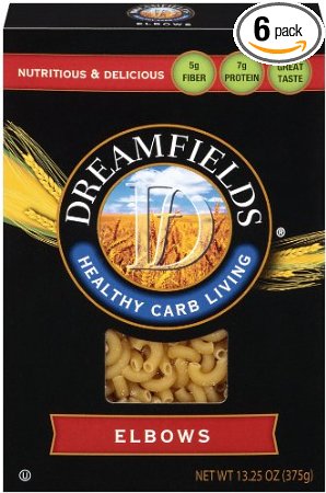 Dreamfields Pasta Healthy Carb Living, Elbow Macaroni, 13.25-Ounce Boxes (Pack of 6)