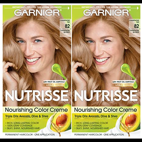 Garnier Hair Color Nutrisse Nourishing Creme, 82 Champagne Blonde (Champagne Fizz), 2 Count