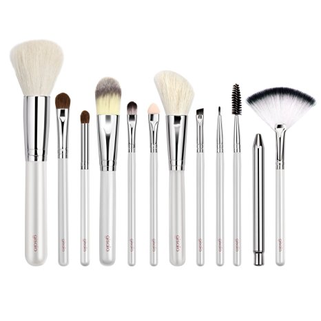 Gisala 12 Pcs Premium Kabuki Makeup Brush Set Cosmetics Foundation Blending Blush Eyeliner Face Powder Brushes Makeup Tool Set with Travel Pouch Bag