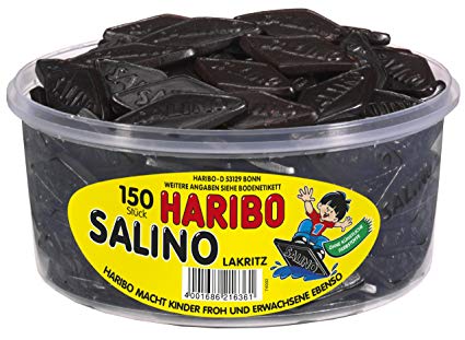 Haribo Salino 1.2 Kg - 150 Pieces - Licorice Lakritz Box - 42 Oz. Or 2.6lbs