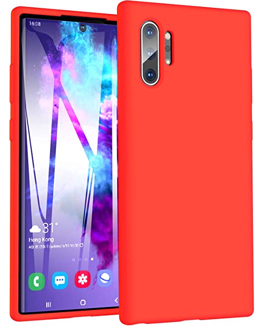 TOZO for Samsung Galaxy Note 10 Plus Case (2019) Liquid Silicone Gel Rubber Shockproof Shell Ultra-Thin [Slim Fit] Soft 4 Side Full Protection Cover for Samsung Galaxy Note 10  5G Case- [Red]