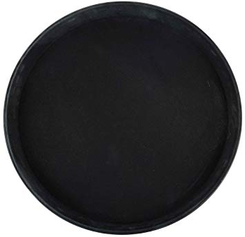 Winco Round Fiberglass Tray with Non-Slip Surface, 14-Inch, Black