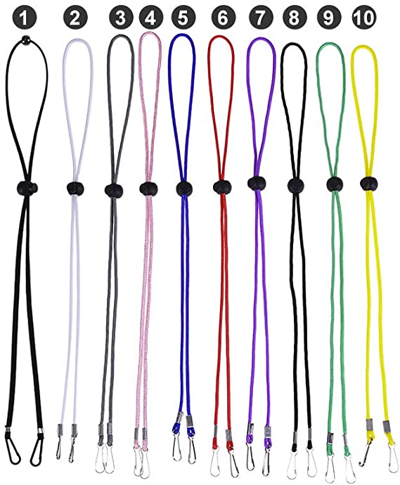 10PCS Adjustable Length Mask Lanyard for Face Cover, Comfortable Neck Strap for Earloop Safety Oral Covering,Mask Lanyard for School Outdoor Sport (10pcs, 10 Color(Unisex))