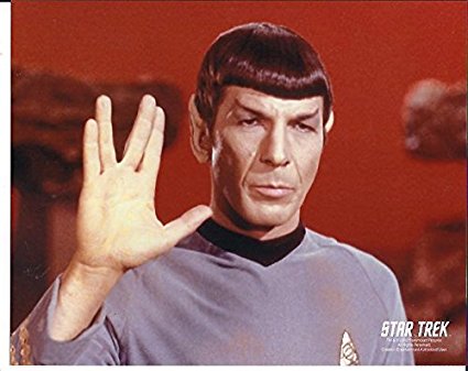 Star Trek Amok Time Leonard Nimoy as Spock giving Vulcan Salute 8 x 10 Photo Licensed