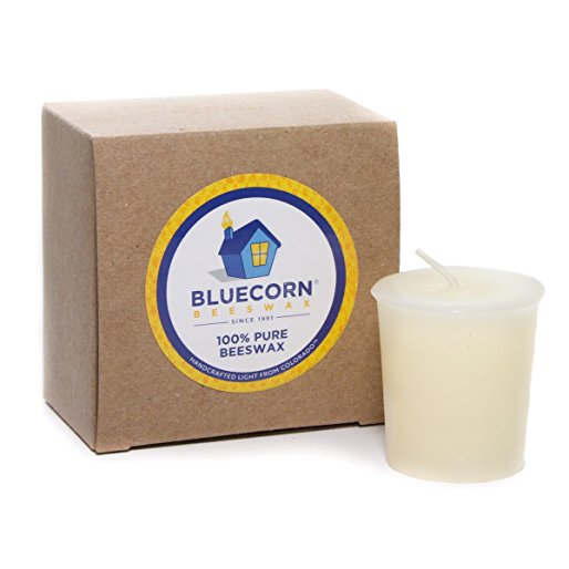 Bluecorn Beeswax 100% Pure Beeswax Votives (4 Pack, Ivory)