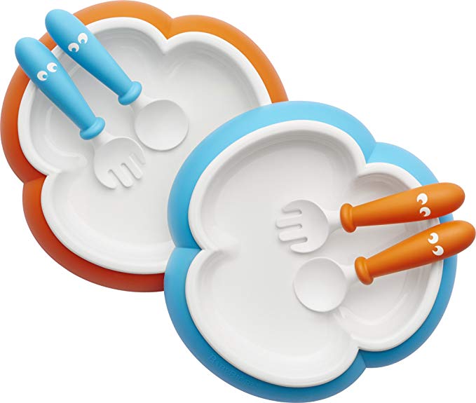 BabyBjorn Baby Plate, Spoon and Fork-Orange/Turquoise, 2 Pack