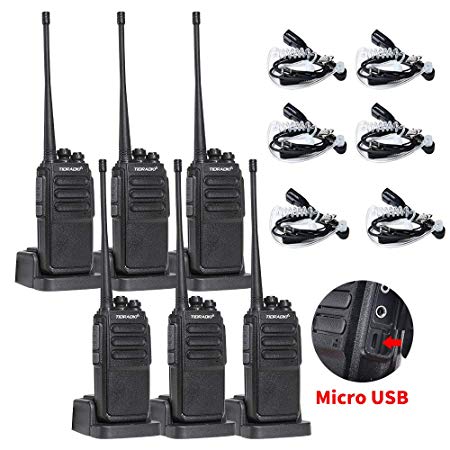 2 Way radios walkie talkies for Adults Long Range Walkie Talkies Rechargeable VOX UHF Radio USB Charging Two Way Radio 6Pack