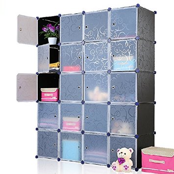 Unicoo - Multi Use DIY 20 Cube Organizer, Bookcase, Storage Cabinet, Wardrobe Closet - (Regular Cube, Black)