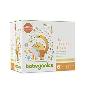 Babyganics Ultra Absorbent Diapers, Size 6, 116 count