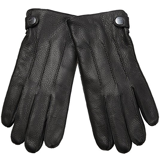 ELMA Durable Men's Deerskin Leather Winter Driving Cashmere Lined Gloves