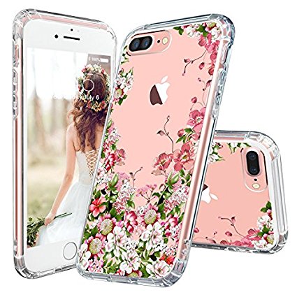 iPhone 7 Plus Case, MOSNOVO Floral Collection Printing Flower Clear Design Transparent Plastic Hard Slim Case with TPU Bumper for Apple iPhone 7 Plus(5.5 Inch)