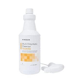 McKesson Multi-Enzymatic Cleanser - Foaming, Ready-to-Use, Cleans Surgical Instruments, Fresh Rain Scent - 1 qt Bottle, 1 Count, 1 Pack